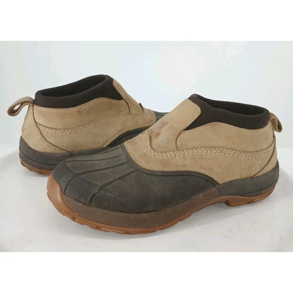 Vintage L L Bean Mens Duck Boots/shoes Tan Leather Low Top Snow Waterproof 12 C1